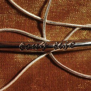 LONG LIFE metal bar pendant charm 925 silver necklace (3077)